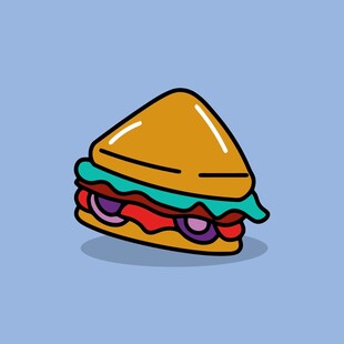 卡通美味三明治插画
