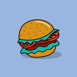 卡通美味汉堡插画
