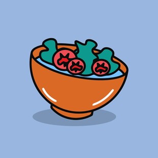 卡通碗中的蔬菜组合