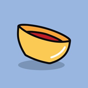 卡通风格黄色碗插画