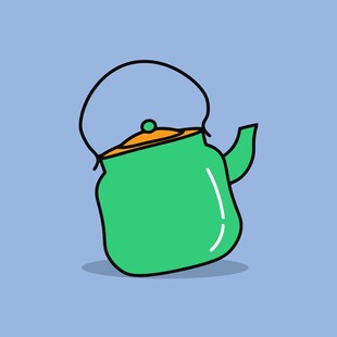 绿色卡通茶壶插画