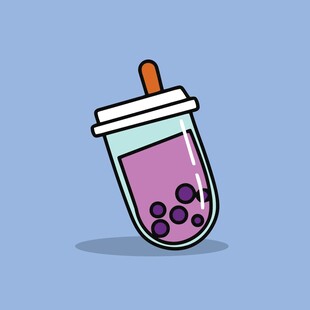 卡通风格珍珠奶茶插画