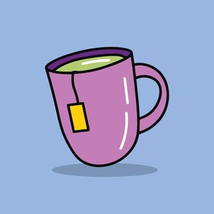 粉色卡通茶杯带茶包