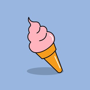 粉色甜筒冰淇淋