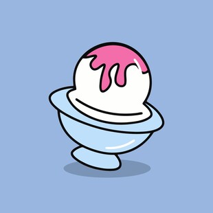 可爱粉色淋酱冰淇淋