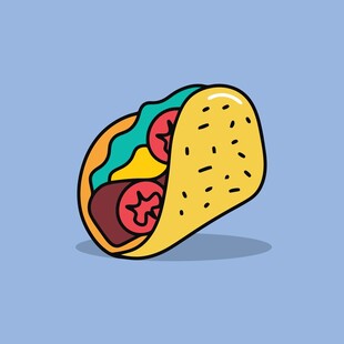 卡通风格美味墨西哥卷饼
