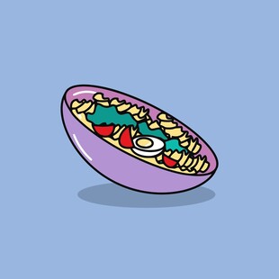 卡通风格的多彩食物碗