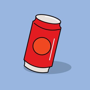 红色易拉罐卡通插画