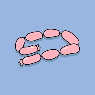 卡通风格的粉色香肠造型