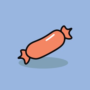 卡通风格的美味小香肠