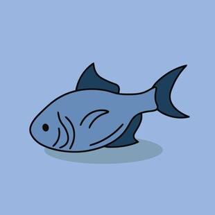 蓝色卡通鱼形象