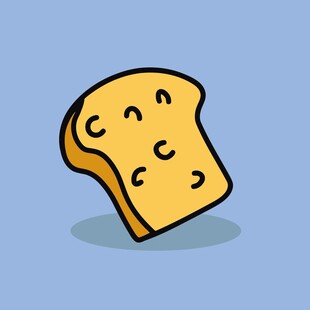 卡通风格的一片烤面包