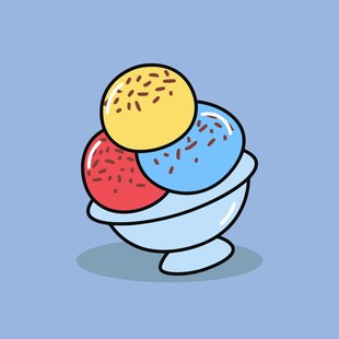 碗中多彩冰淇淋球