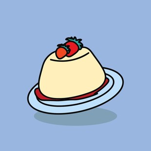 草莓布丁甜点插画