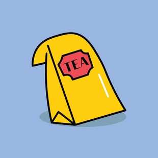 黄色茶包插画