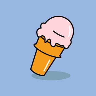 粉色冰淇淋甜筒插画