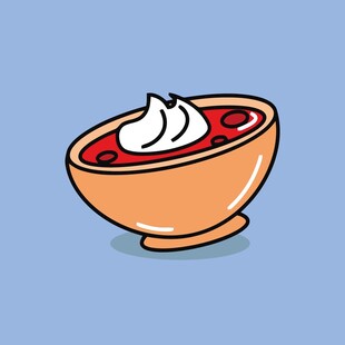 卡通风格的奶油红汤碗