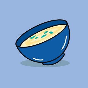 蓝色碗中的美味汤品