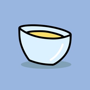 卡通风格的一碗黄色液体