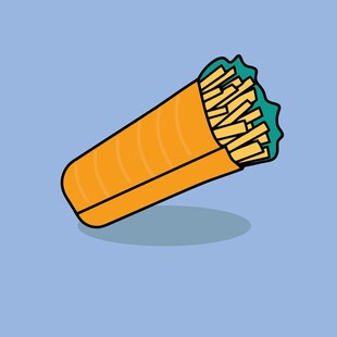 卡通风格的薯条玉米卷