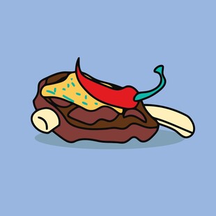 卡通风格的辣椒与肉类组合