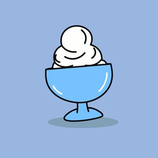 蓝色碗中的美味冰淇淋