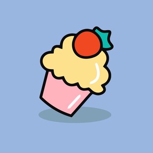 可爱草莓纸杯蛋糕插画