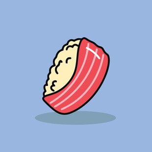 卡通风格咬过的寿司
