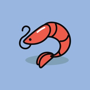 卡通红色大虾形象设计