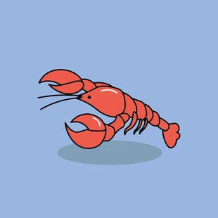 卡通形象的红色大龙虾