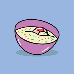 卡通风格的美味水果粥