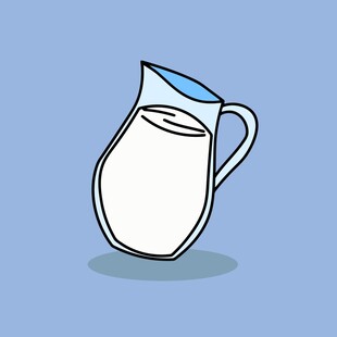 卡通风格的牛奶玻璃水壶