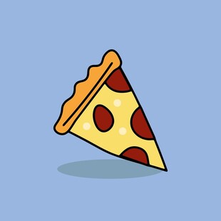 卡通风格的美味披萨切片