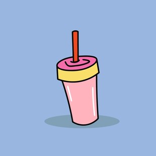 卡通粉色带吸管饮料杯