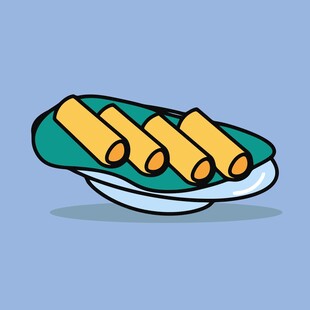 卡通风格的美味春卷