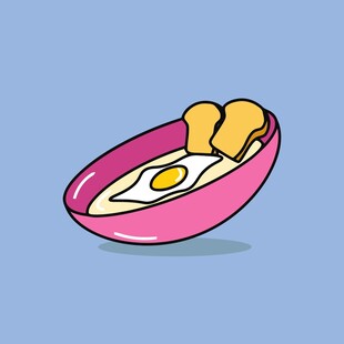 卡通风格的盘中煎蛋