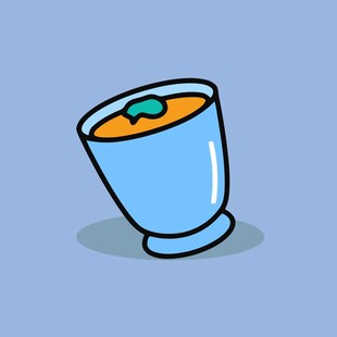 蓝色杯子装着橙色饮品