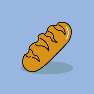 卡通风格的长条面包