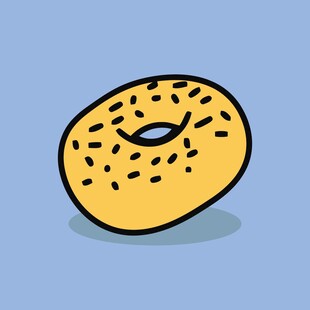 卡通风格的黄色甜甜圈