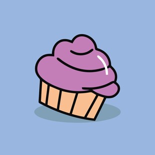 紫色卡通纸杯蛋糕