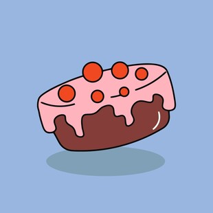 卡通风格美味草莓巧克力蛋糕