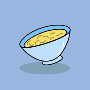 卡通风格的一碗黄色食物