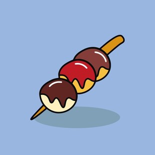 卡通风格美味三色串串