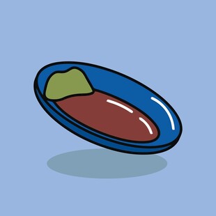 蓝色盘中的红绿食物