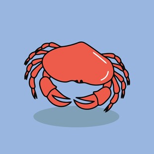 卡通红螃蟹形象展示