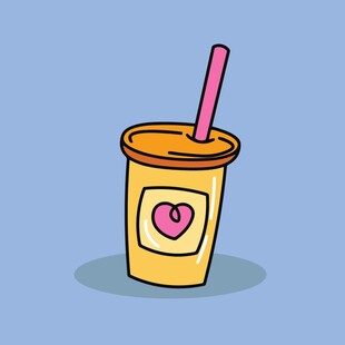 可爱卡通爱心图案饮料杯