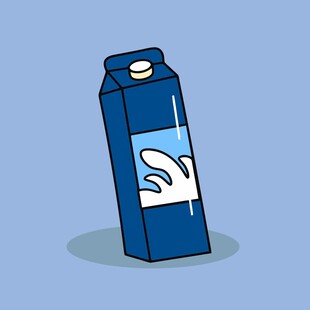 蓝色牛奶盒插画