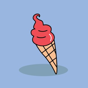 可爱红色冰淇淋插画
