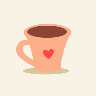 爱心图案的粉色咖啡杯