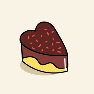 心形巧克力蛋糕插画